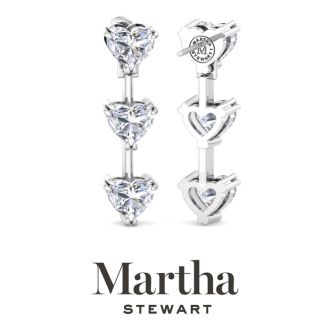 Martha Stewart 5 Carat Heart Shape Lab Grown Diamond Drop Earrings In Sterling Silver