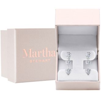 Martha Stewart 5 Carat Heart Shape Lab Grown Diamond Drop Earrings In Sterling Silver