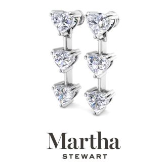 Martha Stewart 5 Carat Heart Shape Lab Grown Diamond Drop Earrings In Sterling Silver