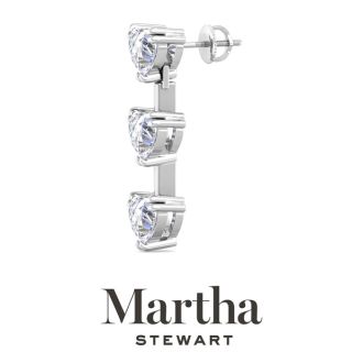 Martha Stewart 3 Carat Heart Shape Lab Grown Diamond Drop Earrings In Sterling Silver