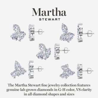 Martha Stewart 3 Carat Lab Grown Diamond Cluster Stud Earrings In Sterling Silver, Marquise-Round-Pear