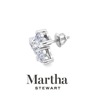 Martha Stewart 3 Carat Lab Grown Diamond Cluster Stud Earrings In Sterling Silver, Heart