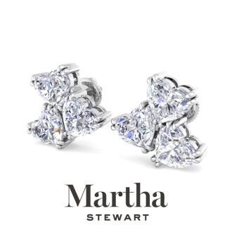 Martha Stewart 3 Carat Lab Grown Diamond Cluster Stud Earrings In Sterling Silver, Heart