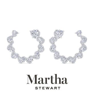 Martha Stewart 6 Carat Lab Grown Diamond Hoop Earrings In Sterling Silver, Heart