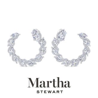 Martha Stewart 6 Carat Lab Grown Diamond Hoop Earrings In Sterling Silver, Marquise