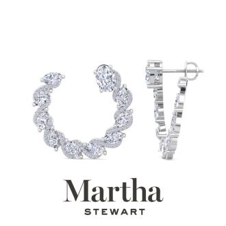 Martha Stewart 5 Carat Lab Grown Diamond Hoop Earrings In Sterling Silver, Oval