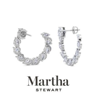 Martha Stewart 5 Carat Lab Grown Diamond Hoop Earrings In Sterling Silver, Oval