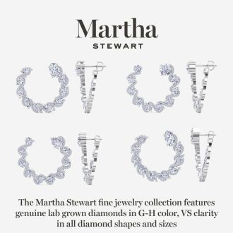 Martha Stewart 5 Carat Lab Grown Diamond Hoop Earrings In Sterling Silver, Oval