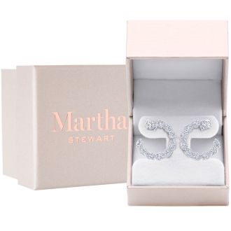 Martha Stewart 5 Carat Lab Grown Diamond Hoop Earrings In Sterling Silver, Oval