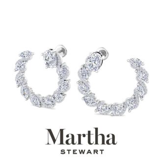 Martha Stewart 5 Carat Lab Grown Diamond Hoop Earrings In Sterling Silver, Oval