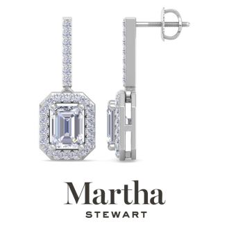 Martha Stewart 2 1/2 Carat Emerald Cut Lab Grown Diamond Drop Earrings In Sterling Silver