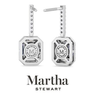 Martha Stewart 2 1/2 Carat Emerald Cut Lab Grown Diamond Drop Earrings In Sterling Silver