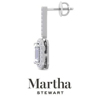 Martha Stewart 2 1/2 Carat Emerald Cut Lab Grown Diamond Drop Earrings In Sterling Silver