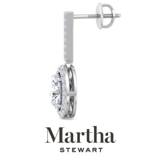 Martha Stewart 2 1/2 Carat Oval Shape Lab Grown Diamond Drop Earrings In Sterling Silver