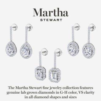 Martha Stewart 2 1/2 Carat Pear Shape Lab Grown Diamond Drop Earrings In Sterling Silver