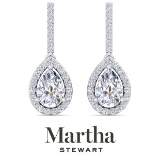 Martha Stewart 2 1/2 Carat Pear Shape Lab Grown Diamond Drop Earrings In Sterling Silver