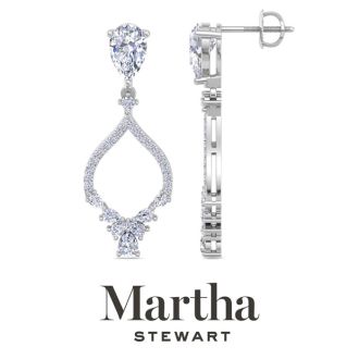 Martha Stewart 3 Carat Pear Shape Lab Grown Diamond Drop Earrings In Sterling Silver