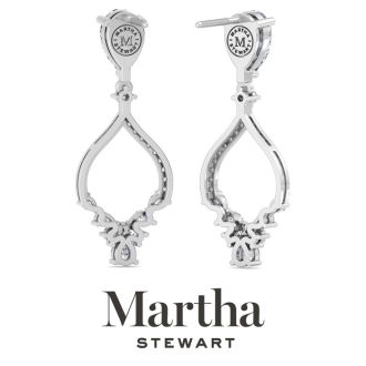 Martha Stewart 3 Carat Pear Shape Lab Grown Diamond Drop Earrings In Sterling Silver