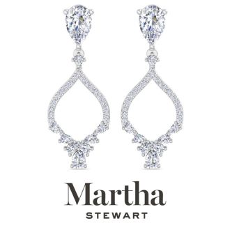 Martha Stewart 3 Carat Pear Shape Lab Grown Diamond Drop Earrings In Sterling Silver