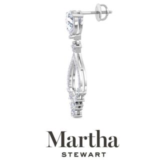 Martha Stewart 3 Carat Pear Shape Lab Grown Diamond Drop Earrings In Sterling Silver