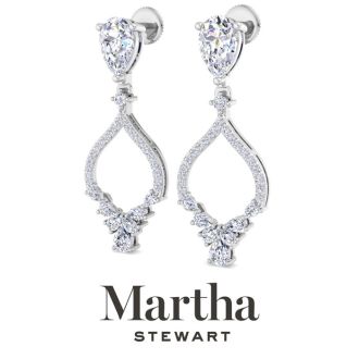 Martha Stewart 3 Carat Pear Shape Lab Grown Diamond Drop Earrings In Sterling Silver