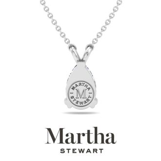 Martha Stewart 1 Carat Pear Shape Lab Grown Diamond Solitaire Necklace In Sterling Silver