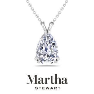 Martha Stewart 2 Carat Pear Shape Lab Grown Diamond Solitaire Necklace In Sterling Silver