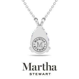 Martha Stewart 2 Carat Pear Shape Lab Grown Diamond Solitaire Necklace In Sterling Silver