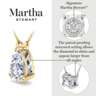 Martha Stewart 2 Carat Pear Shape Lab Grown Diamond Solitaire Necklace In Sterling Silver