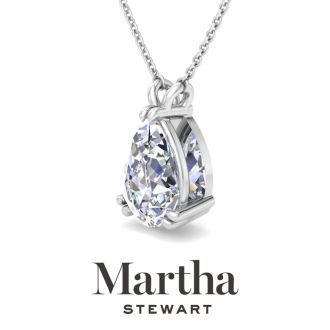 Martha Stewart 2 Carat Pear Shape Lab Grown Diamond Solitaire Necklace In Sterling Silver