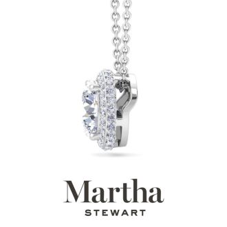 Martha Stewart 2 1/4 Carat Lab Grown Diamond Halo Necklace In Sterling Silver
