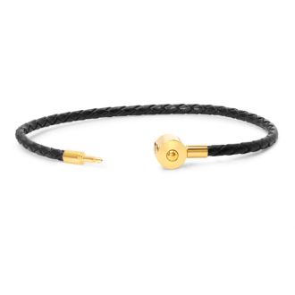 Bruno Magli Mens Slim Leather Bracelet, Gold