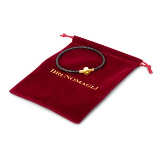 Bruno Magli Mens Slim Leather Bracelet, Gold