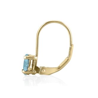 Aquamarine Earrings: Aquamarine Jewelry: 1 Carat Oval Shape Aquamarine Leverback Earrings In 14 Karat Yellow Gold