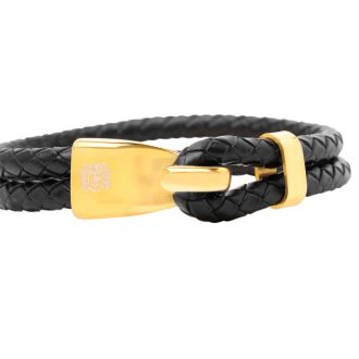 Bruno Magli Mens Double Rope Leather Bracelet, Gold