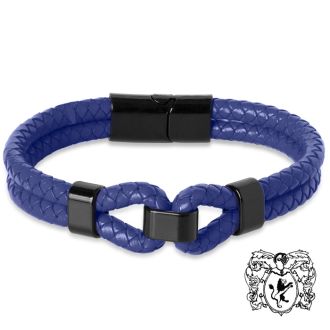 Bruno Magli Mens Infinity Leather Bracelet, Indigo