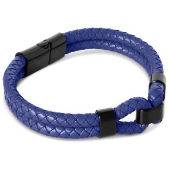 Bruno Magli Mens Infinity Leather Bracelet, Indigo