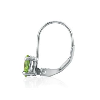 1 Carat Oval Shape Peridot Leverback Earrings In 14 Karat White Gold