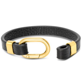 Bruno Magli Mens Structured Leather Bracelet, Gold