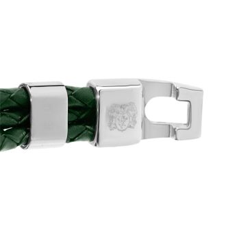 Bruno Magli Mens Three Strand Braided Leather Bracelet, Sage