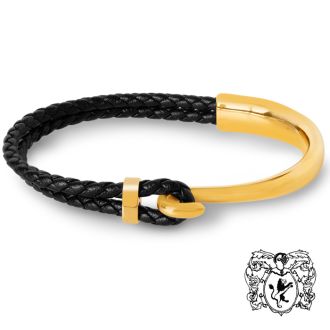 Bruno Magli Mens Archetype Leather Bracelet, Gold