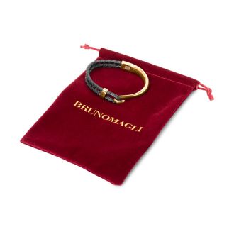 Bruno Magli Mens Archetype Leather Bracelet, Gold