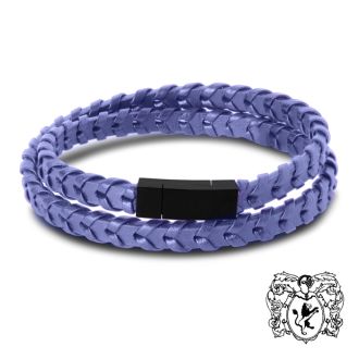 Bruno Magli Mens Fishtail Leather Wrap Bracelet, Indigo