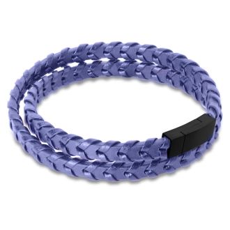 Bruno Magli Mens Fishtail Leather Wrap Bracelet, Indigo
