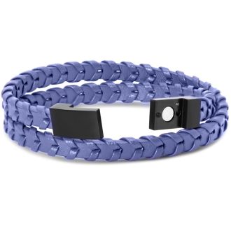 Bruno Magli Mens Fishtail Leather Wrap Bracelet, Indigo