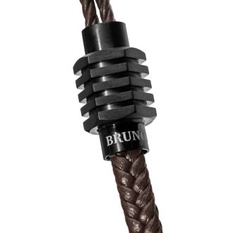 Bruno Magli Mens Braided Leather Wrap Bracelet, Mahogany