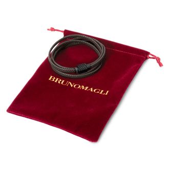 Bruno Magli Mens Braided Leather Wrap Bracelet, Mahogany