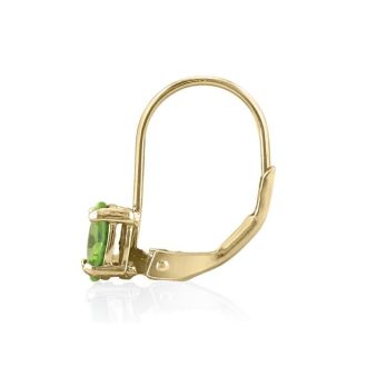 1 Carat Oval Shape Peridot Leverback Earrings In 14 Karat Yellow Gold