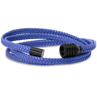 Bruno Magli Mens Braided Leather Wrap Bracelet, Indigo