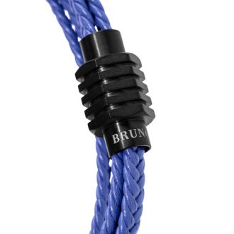 Bruno Magli Mens Braided Leather Wrap Bracelet, Indigo